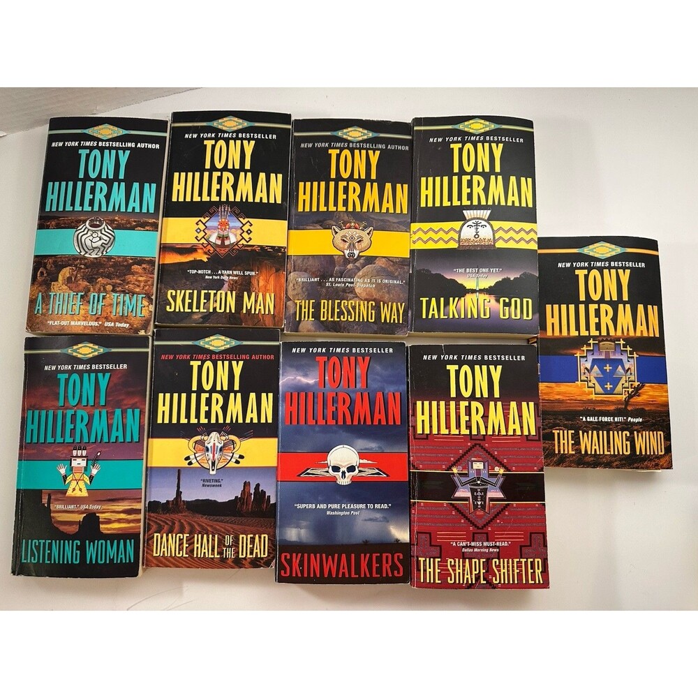 Tony Hillerman Lot Of 9 Paperback Books Skelton Man Ski walkers Wailing Wind